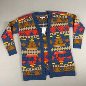 NWT Lucky Brand Southwest Aztec Open Front Cardigan Sweater Size Small